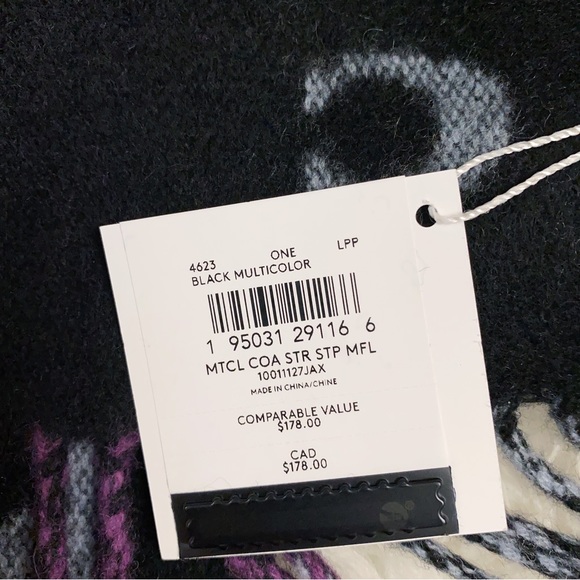 Coach Stars Striped Print wool Muffler/Scarf - Picture 8 of 9